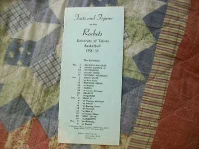 1958-59 TOLEDO ROCKETS BASKETBALL MEDIA GUIDE Yearbook 1959 Program Press Book  - Image 1 of 4