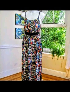 AQUA Bloomingdales Strappy Rayon Multicolor Maxi Dress XS - Picture 1 of 6