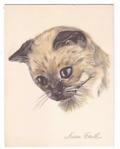 kitty cat appunti vintage Susan Earle artista con nota all'interno senza busta - Foto 1 di 4