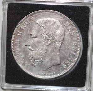 Belgium: 1869 5 Francs Silver AU - Picture 1 of 4