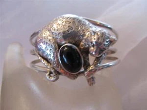 Brazalete de ónix de plata esterlina manchado leopardo manchado de plata esterlina - Imagen 1 de 9