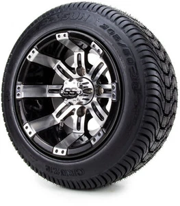 Golf Cart Wheels and Tires Combo - 10" Tempest Machined Black - Set of 4 - Picture 1 of 2