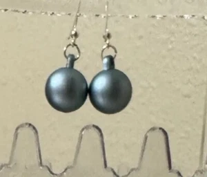 Christmas Spheres Dangle Drop Earrings New Year Party, Blue, Pink, Grey Or White - Picture 1 of 4