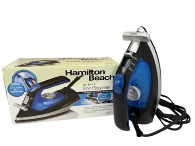 Hamilton Beach Antiadherente 2 en 1 Hierro/Vaporero 14525 Azul Negro Plata Foto 1 de 4