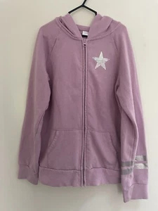 TCP Kids Girls Solid Light Purple Cotton Blend Hooded Full Zip-Up Jacket L 10/12 - Picture 1 of 7