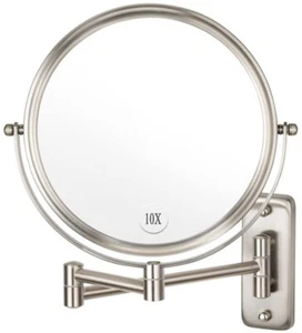 Wall Mounted Makeup Mirror - 10x Magnification 8'' Two-Sided Swivel Extendabl... - Picture 1 of 7