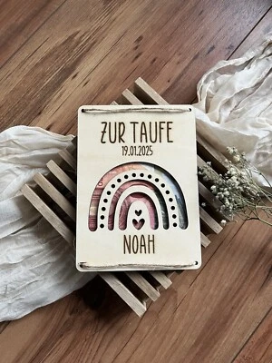 Holzkarte als Geldgeschenk zur Taufe - Bild 1 von 4