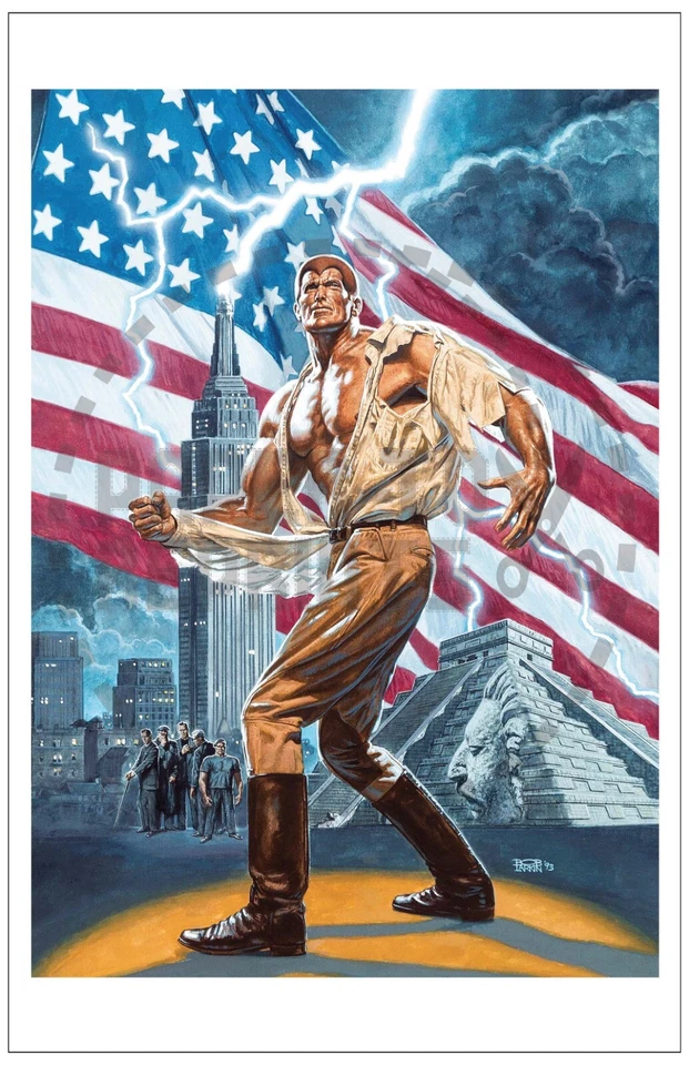 DOC SAVAGE POSTER PRINT - 1993 DOC SAVAGE PAINTING BY BOB LARKIN - 11" x 17"