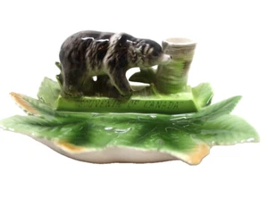Toothpick Holder Souvenir of Canada Black Bear on Green Leaves Japan VTG - Picture 1 of 6
