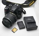 Nikon D3200 Camera & Lens outfit W Charger Battery & Card TESTED