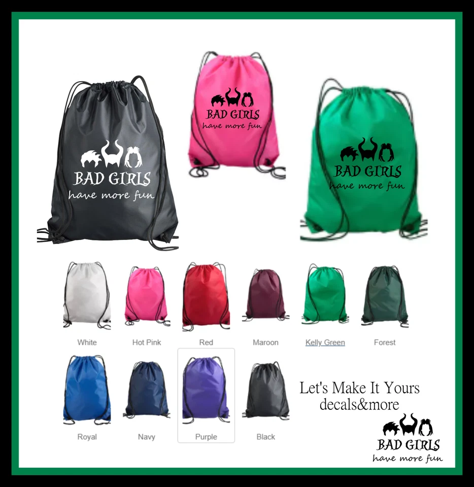 BOLSO MOCHILA BAD GIRLS HAVE MORE FUN INSPIRADO EN VILLANOS DISNEY CON CORDÓN DE NAILON Foto 1 de 1