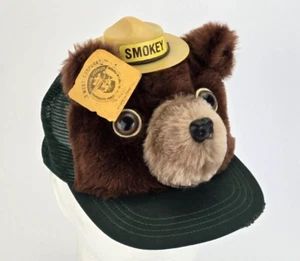 Vintage Smokey The Bear Snapback Child's Mesh Hat Cap 1983 Plush National Parks - Picture 1 of 16