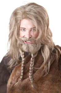 Viking Warrior Costume Wig and Beard Dirty Blonde - Picture 1 of 1