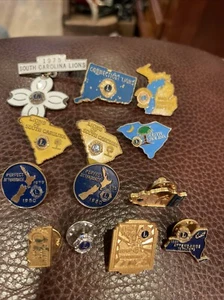 13 Vtg Lions Club Perfect Attendance Award Member Lapel Pin Lot 70s 80s - Picture 1 of 3