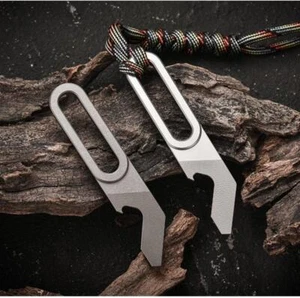 Titanium Bottle Opener Pry Bar Crowbar Outdoor Pocket Multi Tools EDC Keychain - Picture 1 of 11