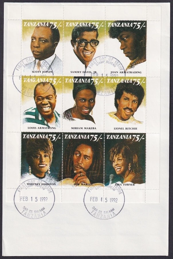 TANZANIA Sc # 811a-i FDC SHEET of 9 DIFF BLACK ENTERTAINERS - Image 1 of 1
