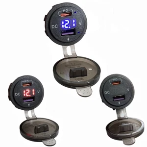 Auto Dual USB C Steckdose 3.0 QC PD 12V Einbau Buchse KFZ Ladegerät Voltmeter - Bild 1 von 18
