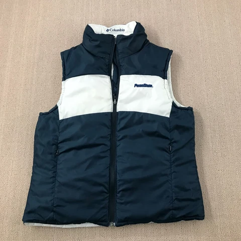 Penn State Nittany Lions Vest Women Medium Blue White Columbia Reversible Jacket Cover