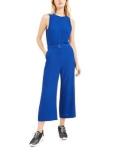 MSRP $155 Michael Kors Belted Jumpsuit Blue Size 16 - Picture 1 of 1