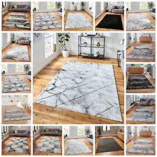 Small Large Distressed Marble Look Rugs Modern Easy Clean Soft Floor Carpets Mat