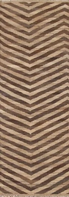 Tapete de corredor Kilim Chevron reversível corante natural tecido à mão 3'x10' tapete tribal - Imagem 1 de 4