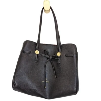 NANETTE LEPORE Cartera Mujer Negro Arabelle Vegano Cuero Guijarro Bolso con Lazo Neutro Foto 1 de 4