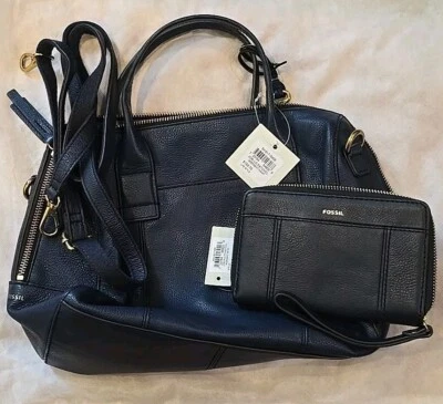 Nuevo Fossil Mujeres Jori Cuero Grande Cartera Cartera Bolso Cartera Medianoche AZUL MARINO NUEVO CON ETIQUETAS Foto 1 de 4