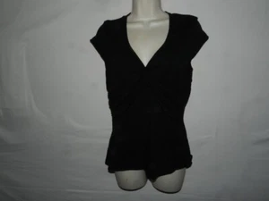 Mujer Bisou Bisou Michelle Bohbot L Blusa Negra Manga Corta Top Torcido Frontal - Imagen 1 de 4