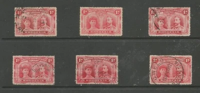 RHODESIA 1910-13 selection of 6 GV 1d double heads fine used  ,one is unused - Image 1 of 2