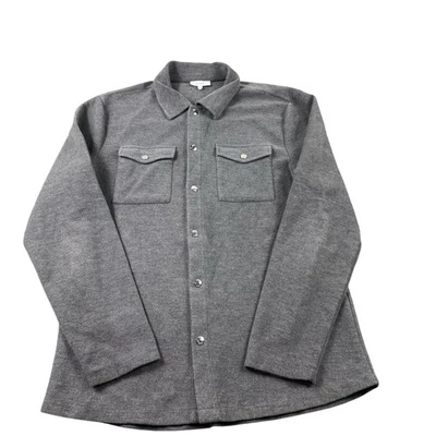 Chamarra utilitaria gris de mezcla de algodón a presión de metal Reiss talla mediana  Foto 1 de 4