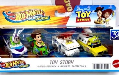 TOY STORY Hot Wheels Racer Verse Paquete de 4 Coches Buzz Woody Jessie Space Alien Pixar Foto 1 de 4