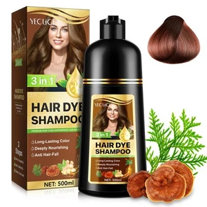 Dark Brown Hair Dye Shampoo, 3 in 1 for Gray Coverage, Instant Herbal Natural... - Picture 1 of 9