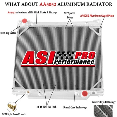 4-ROW Aluminum Radiator FOR 97-2014 FORD E150 E250 E350 E450 5.4 V8 7.3 6.8 V10, - Image 1 of 4