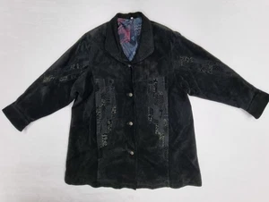Giacca di pelle da donna taglia 46, vera pelle, nera con disegno patchwork - Foto 1 di 7