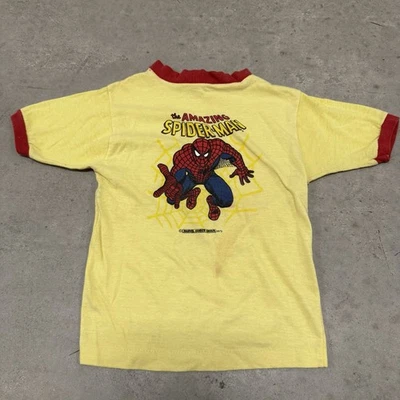 1975 The Amazing Spiderman Vintage Kids Boy Graphic Tee T-Shirt Yellow Size L /6 - Image 1 of 4