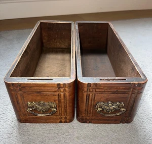 2 Old Singer vintage treadle table sewing machine drawers draws wood - Picture 1 of 14
