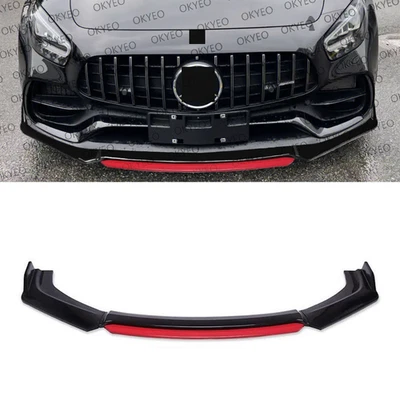 For Mercedes-Benz AMG43 AMG53 Gloss Black Red Front Bumper Lip Spoiler Splitter Foto 1 de 4