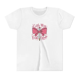 Little Miss First Grade Youth Short Sleeve Tee, Cute Kids Back to School Gift - Picture 1 of 6