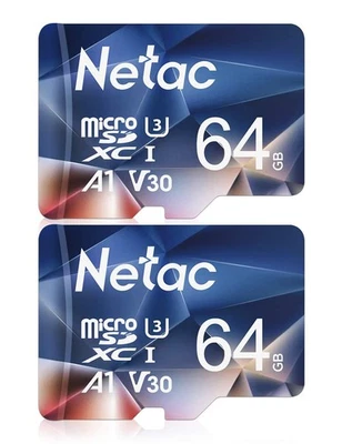 Netac 64G Scheda Micro SD Set da 2 Scheda di Memoria A1 U3 C10 V30 4K 667X UHS I - Immagine 1 di 4