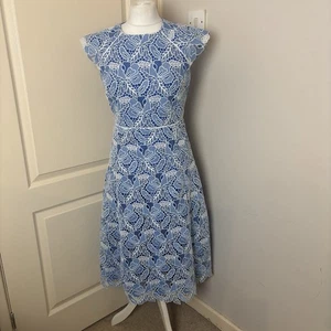 Hobbs Size 10 Petite Midi pale blue phoebe lace dress Prom Wedding MOTB Laser - Picture 1 of 11