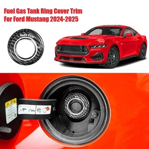 Real Dry Carbon Fiber Fuel Gas Tank Ring Cover Trim For Ford Mustang 2024-2025 - Picture 1 of 9