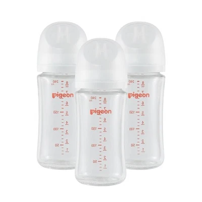 Pigeon Wide Neck Nursing Glass Bottle 8.1Oz/240ml Anti-Colic Pack of 3 - Image 1 of 4