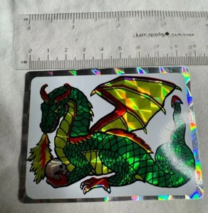 Vintage 1980's Prismatic Shiny Fantasy Dragon Sticker Green Collectors Eighties - Picture 1 of 2