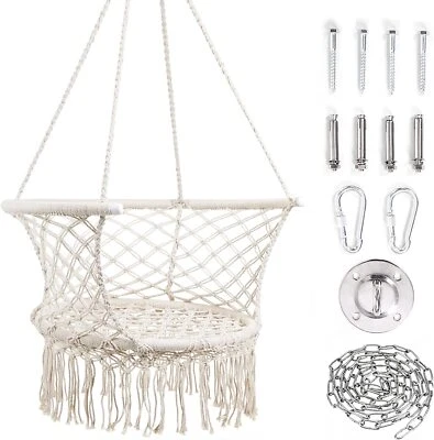 Hängesessel 2 Farben Hängestuhl bis 150 kg Hängeschaukel Hängekorb Balkon Garten - Bild 1 von 4