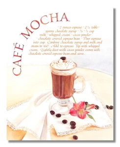 Cafe Mocha Recipe Coffee Kitchen Cafe Diner Wall Picture 8x10 Art Print - Picture 1 of 1