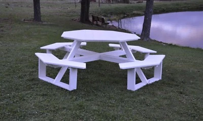 A&L Furniture Co. 54" Amish-Made Octagonal Poly Walk-In Picnic Table & Benches - Image 1 of 4