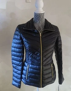 WOMENS LADIES KENNETH COLE REACTION DESIGNER DOWN PACKABLE BLACK JACKET COAT L - Picture 1 of 12