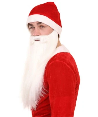 Juego de barba y bigote blanco largo para adultos para disfraces Super Santa Claus HX-015A Foto 1 de 4