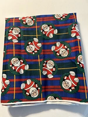 Corona de Papá Noel de Navidad a cuadros azul rojo verde tela de algodón 2 yardas nuevo acolchado Foto 1 de 3
