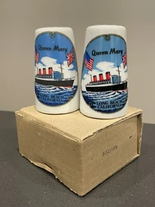 VINTAGE SALZ UND PFEFFERSTREUER SET - Keramik Queen Mary Long Beach, Kalifornien - Bild 1 von 7